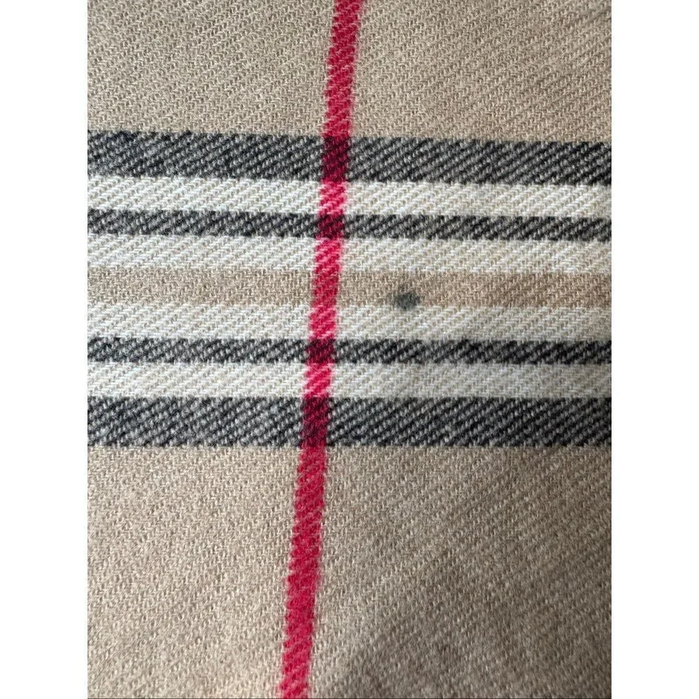 Cashmere Plaid Beige Black SoftLightweight  Fringed Made in Scotland Scarf